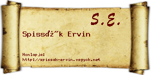 Spissák Ervin névjegykártya